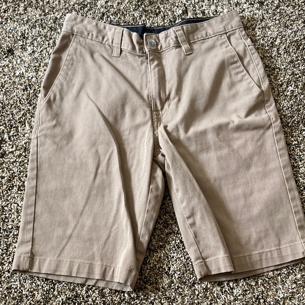 Volcom Men's Khaki Flat Front Shorts